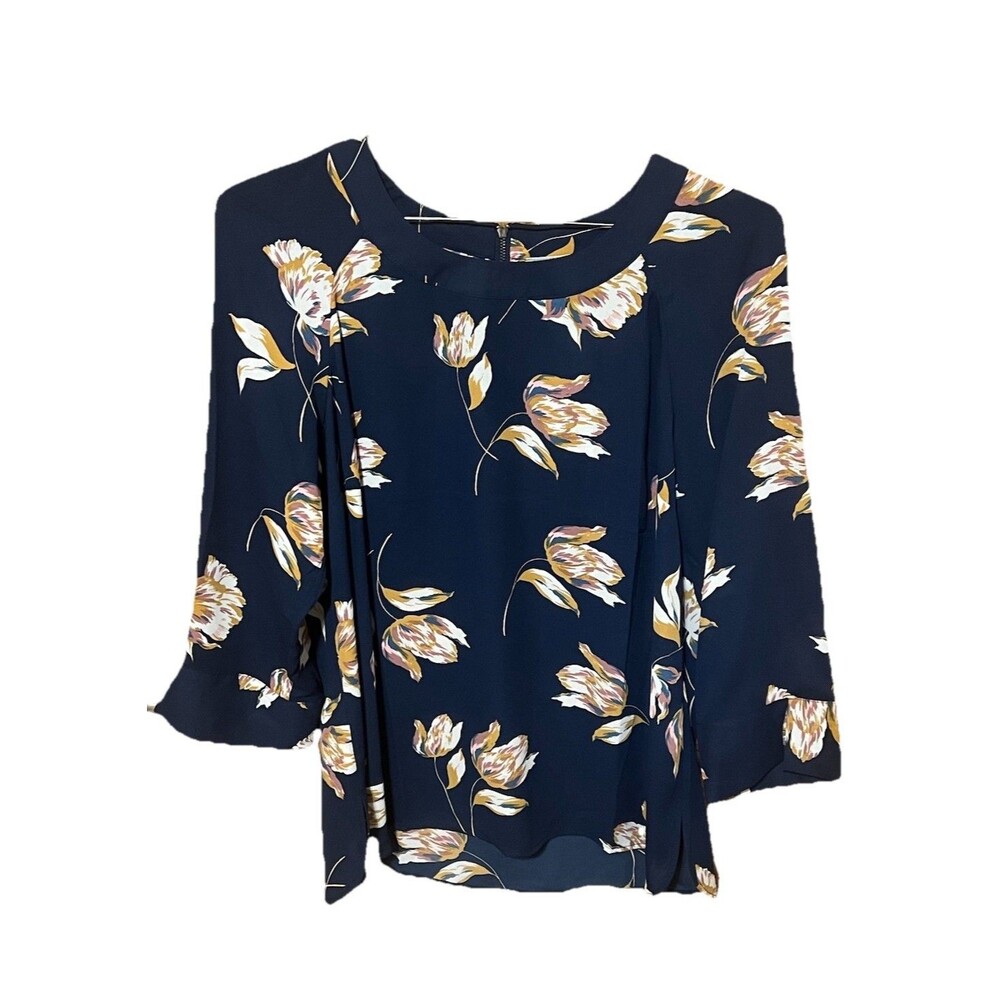 Daniel Rainn Jimmie Zipper Detail Blouse Floral Large